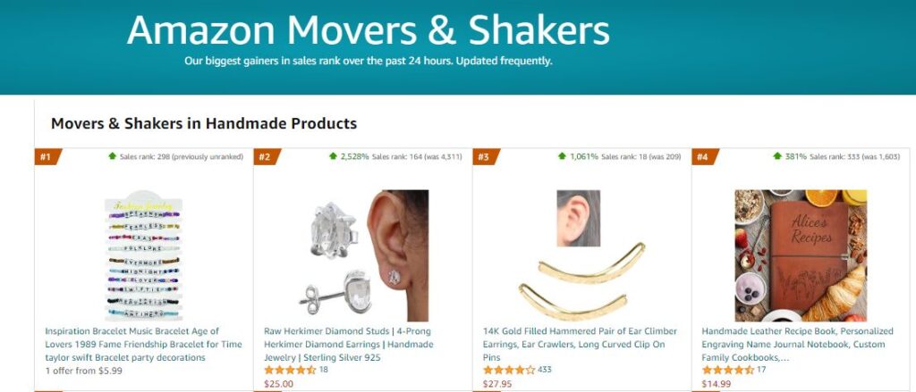 Amazon handmade “Movers & Shakers”